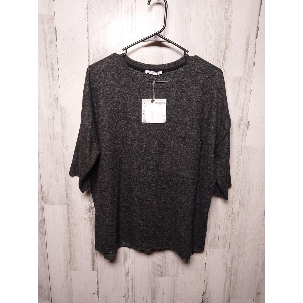 Zara Trafaluc Sweater Women's Small Short Sleeve Charcoal Gray Pullover
